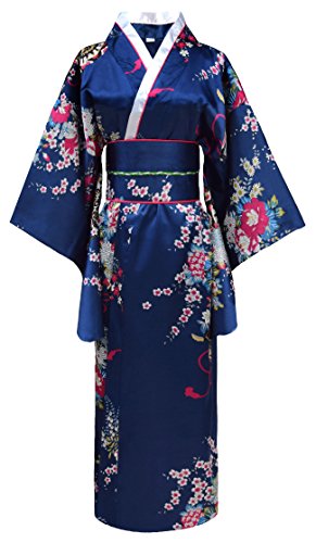 Japanischer geisha Kimono dunkelblau mit Obi-Gürtel