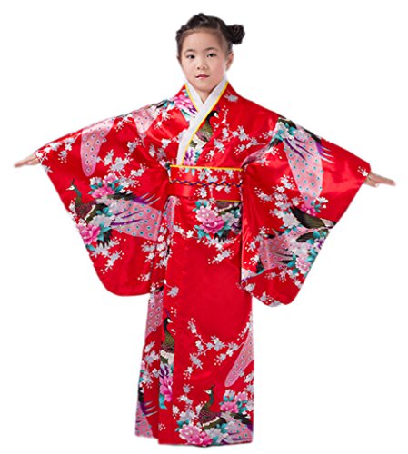 Smile YKK Kinder Kimono mädchen Geblümt Pfau Bilder Kimono