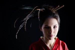 Rote Kimono Farben