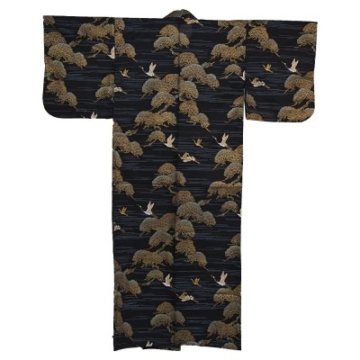 Kimono für Damen Kiefer und Kranich Schwarz