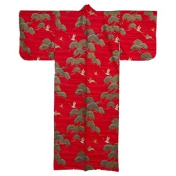 Kimono für Damen Kiefer und Kranich Rot